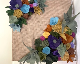 Felt Succulent Wreath, Handmade Greenery Wall Decor, 12 x 12 Inch