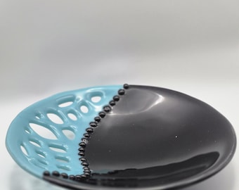 Skål i smält glasskål – 20 cm turkos inflyttningspresent
