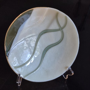 Fused Glass Ribbon Bowl: Elegant Handmade Decorative Dish