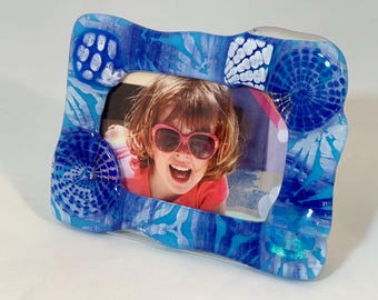 Lijst van gesmolten glas, 5 x 7: blauwe wervelingen, uniek
