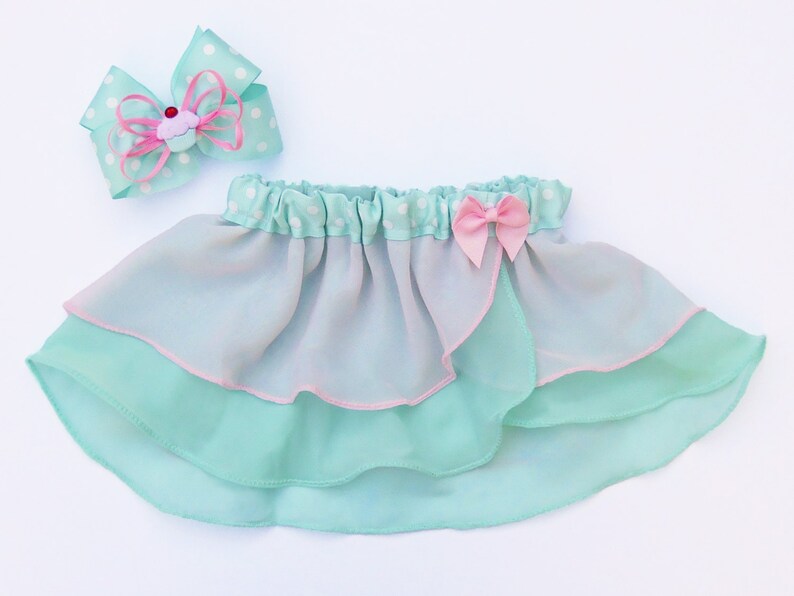 Girls Mint Green and Pink Ballet Skirt  Girls Ballet Skirt  image 3
