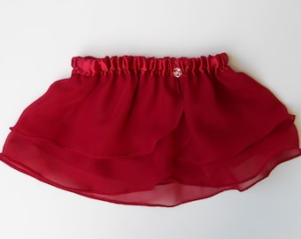 Girls Ruby Red Ballet Skirt - Dancewear - Girls Ballet Skirt - Toddlers Ballet Skirt - Childs Ballet Skirt - Faux Wrap Skirt - Tutu