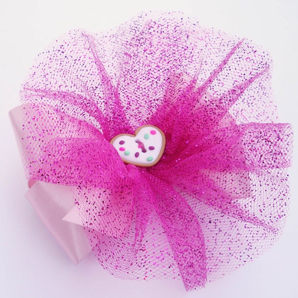 Pink Sugar Cookie Hair Bow - Glitter Tutu Hair Bow  - Girls Hair Bow - Toddler Hair Bow - Satin Hairbow - Boutique Hair Bow - Hair Accessory