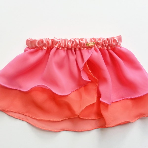 4T-5T Girls Coral & Pink Ballet Skirt - Ballet Skirt - Childs Ballet Skirt - Toddlers Ballet Skirt - Faux Wrap Skirt - Pull On Skirt - Tutu