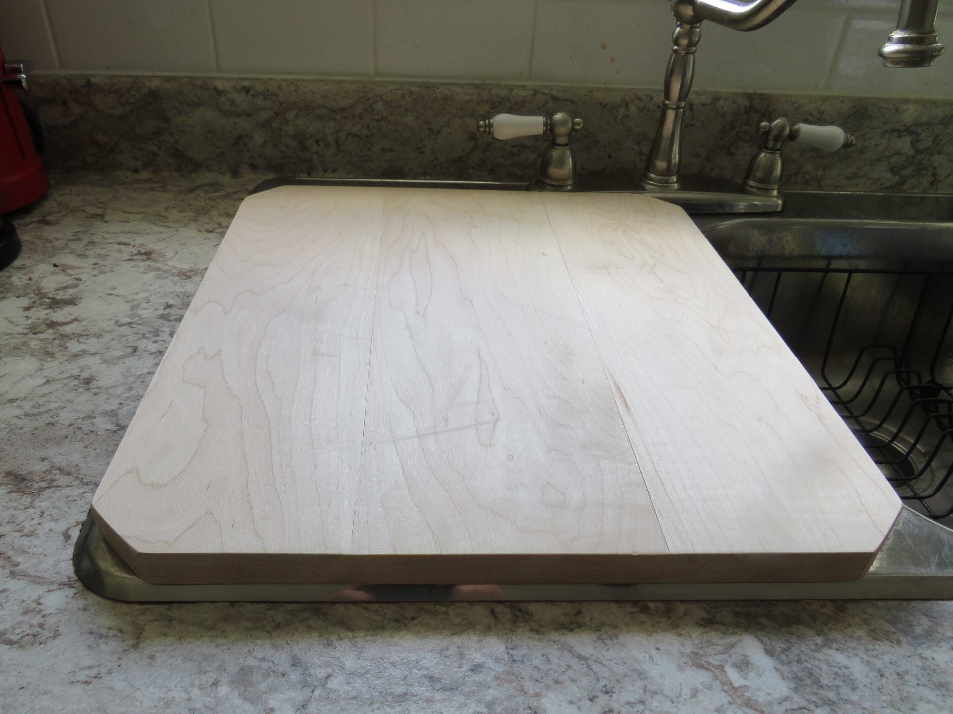Cherry Cutting Board Sink Cover Gives You More Workspace In Your Kitchen Chamfered Corners
