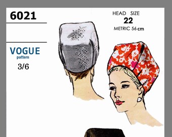 Vogue Millinery Hat Scarf Head cover Fabric sewing pattern #6805