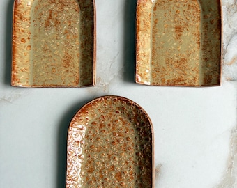 Handmade Ceramic Spoon Rest: Embossed Pottery Kitchen Decor