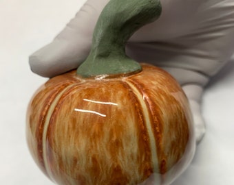 Ceramic Pumpkin Fall Harvest Thanksgiving Halloween Decorations Handmade Pottery Gift Ready To Ship # 8