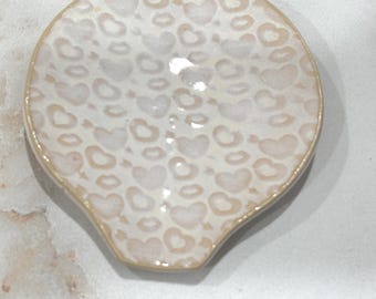 Off White Ceramic Spoon Rest: Handmade Pottery Kitchen Decoration