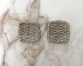 Dragonfly Ceramic Trinket Dish Set, Handmade Pottery Gift