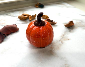 Handmade Orange speckled Ceramic Pumpkin, Fall Decoration Halloween Decoration #2