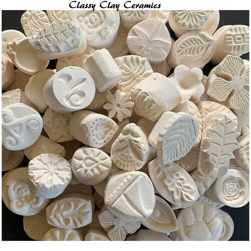 15 Pottery Stamps Handmade Bisque Stamps Ceramic Clay Etsy