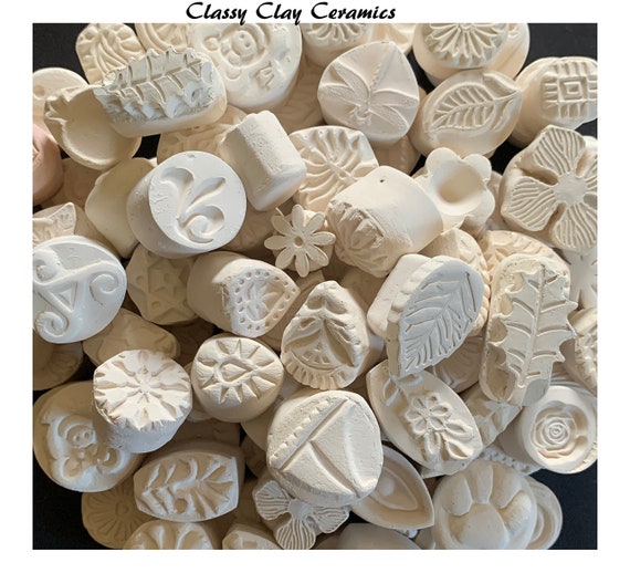 15 Pottery Stamps, Handmade Bisque Stamps, Ceramic Clay Stamps, Polymer  Clay Pottery Stamps Set E Ready To Ship