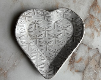 Dragonfly Ceramic Dish: Handmade Heart Serving dish