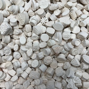 10 Grab Bag  Pottery Stamps, Handmade Bisque Stamps, Ceramic Clay Stamps, Polymer Clay Pottery Stamps Ready To Ship