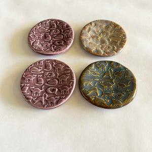 4 Cat embossed Ring Dishes, Ceramic Trinket Dishes, Pill dishes, Candle Holder, Spoon Rest, Handmade Gift Classy Clay Ceramics Ready To Ship