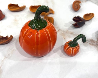 Handmade Orange Ceramic Pumpkin, Fall Decoration Halloween Decoration #23
