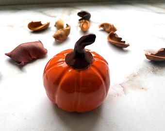 Handmade Orange Ceramic Pumpkin, Fall Decoration Halloween Decoration #4