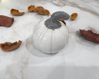 Handmade White Ceramic Pumpkin, Fall Decoration, Halloween Decoration #16