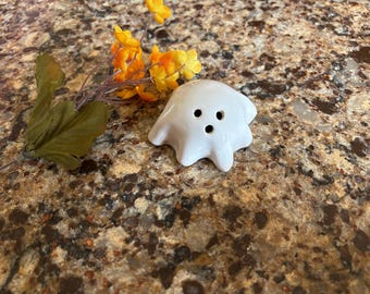 Handmade Ceramic Ghost Figurine, Fall Halloween Decor, Stoneware Pottery Gift