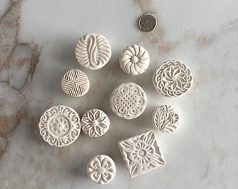 Bisque Clay Stamps Handmade Bisque Fired Pottery Stamps Set J Ready To Ship