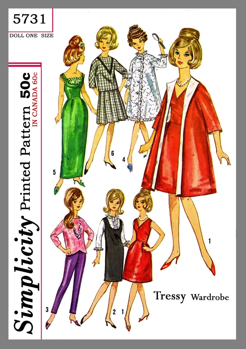 Doll Clothes Simplicity Wardrobe For Teen Dolls Barbie Tressy Etsy