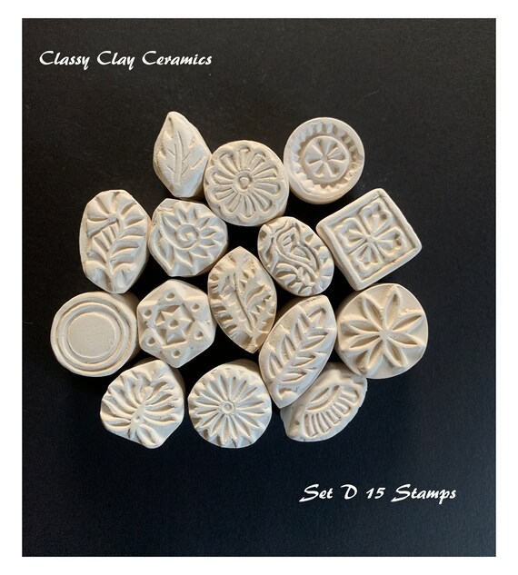 15 Pottery Stamps, Handmade Bisque Stamps, Ceramic Clay Stamps, Polymer  Clay Pottery Stamps Set A Ready to Ship 