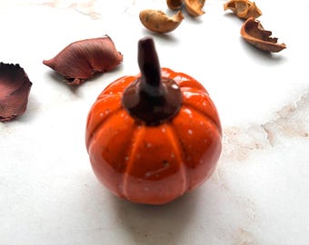 Handmade Orange speckled Ceramic Pumpkin, Fall Decoration Halloween Decoration #3
