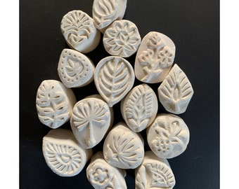 30 Ceramic BISQUE Texture STAMPS for CLAY, Pmc, Fimo, and More Many Designs  Free Shipping Variety, Pattern, Design, Random Mix 