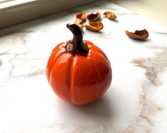 Handmade Orange Ceramic Pumpkin, Fall Decoration Halloween Decoration #6