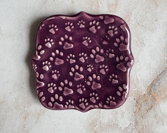 Handmade Ceramic Dog Paw Design Trinket Dish, Spoon Rest, Pill Holder
