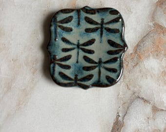 Handmade Ceramic Dragonfly Trinket Dish, Spoon Rest, Pill Holder