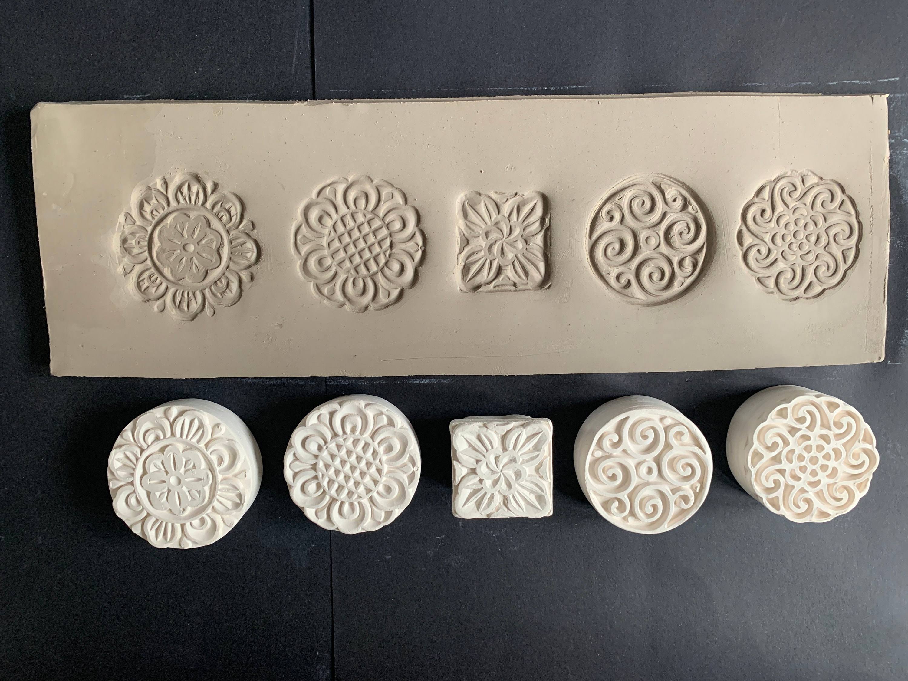 15 Pottery Stamps, Handmade Bisque Stamps, Ceramic Clay Stamps, Polymer Clay  Pottery Stamps Set A Ready to Ship 