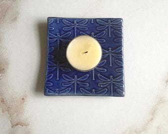 Handmade Dragonfly Ceramic Trinket Dish, Tea Bag Holder