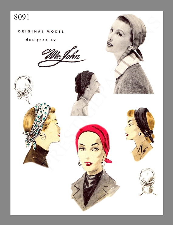 Vogue Millinery Hat Scarf Head cover Fabric sewing pattern #6805