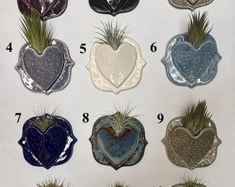 Embossed Ceramic Wall Pocket Planter: Small Heart Vase