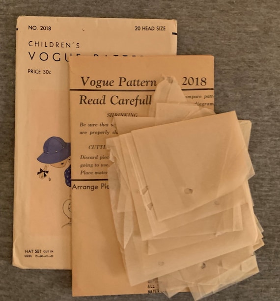 Original Rare Baby BONNET Vintage Vogue Fabric Material Sewing Pattern Size 20 #2018