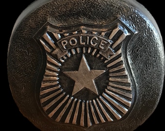 POLICE MOLD, concrete mold, abs plastic, garden rock art, garden rock, police, police officer, police gifts, police decor, police badge