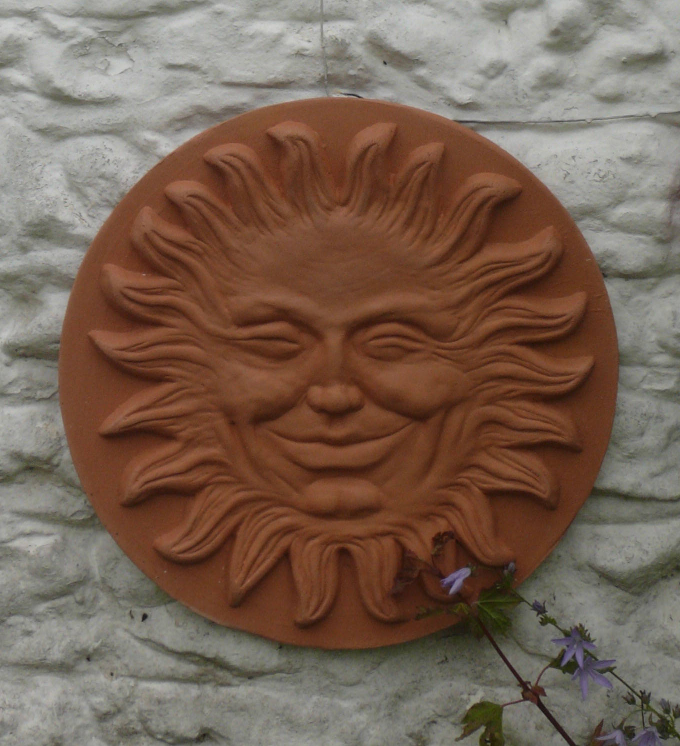 Small Smiling Terracotta Sun Wall Plaque To Hang On Your Wall Etsy