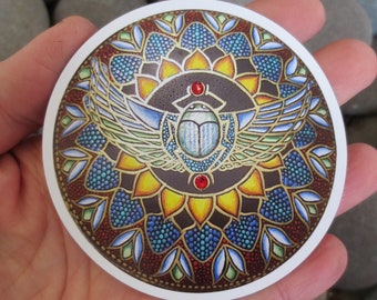 MAGNET PRINT 3x3 Ägyptischer Skarabäus Punkt Mandala Rock Kühlschrank oder Auto Magnet Home Dekoration Meditation Geschenk