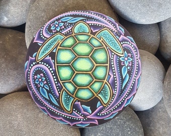 MAGNET PRINT 3x3 Sea Turtle Paisley Flower Dot Mandala Rock Refrigerator or Car Magnet Home Decoration Meditation Gift