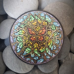 MAGNET PRINT 3x3 Rainbow Butterfly Flower Mandala Rock Refrigerator or Car Magnet Home Decoration Meditation Gift