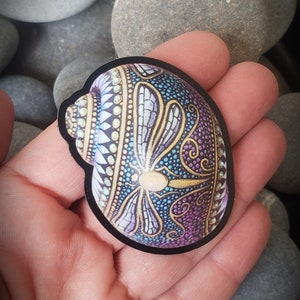 MAGNET PRINT 2x2 Dragonfly Opal Mandala Shell Refrigerator or Car Magnet Home Decoration Meditation Gift
