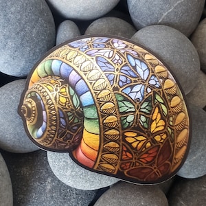 ADESIVO IMPRESSÃO 3x3 Arco-íris Espiral Borboleta Mandala Shell com Borda Preta Decalque de Vinil Interior ou Exterior Decoração de Casa Presente de Meditação