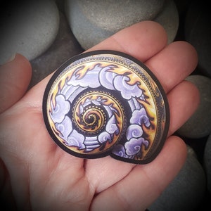 MAGNET PRINT 2x2 Purple Cloud Flame Mandala Shell Refrigerator or Car Magnet Home Decoration Meditation Gift
