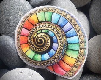 MAGNET PRINT 3x3 Rainbow Spiral Mandala Shell Refrigerator or Car Magnet Home Decoration Meditation Gift