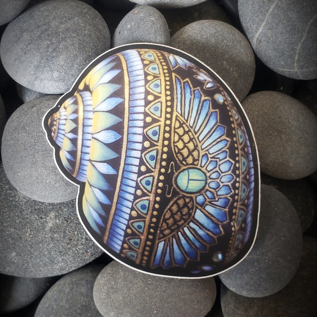 STICKER PRINT 3x3 Egyptian Scarab Spiral Mandala Shell Indoor or ...