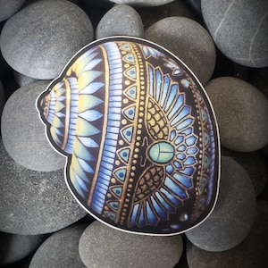 STICKER PRINT 3x3 Egyptian Scarab Spiral Mandala Shell Intérieur ou Extérieur Vinyle Décalque Décoration Maison Méditation Cadeau