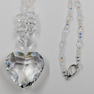 Achteruitkijkspiegel autobedel/Suncatcher 10", hart 2 x 2" AB-kristallen in vele maten voor veel bling. Sale, beste hartcadeau Love Sparkle Shine
