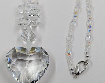 AB Crystal Heart Car Charm: Rear View Mirror Suncatcher Spring Summer Mother's Day Gift